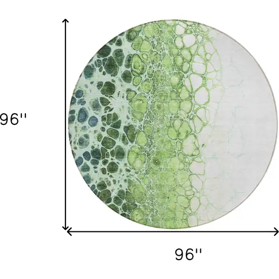 8' Green And Mint Green Round Abstract Washable Indoor Outdoor Area Rug Photo 3