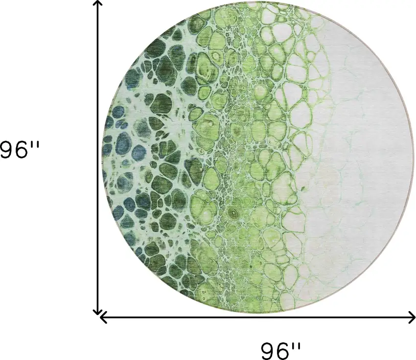 8' Green And Mint Green Round Abstract Washable Indoor Outdoor Area Rug Photo 3