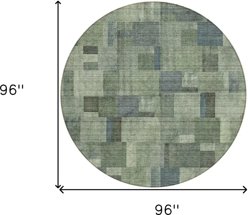 8' Green And Mint Green Round Geometric Washable Indoor Outdoor Area Rug Photo 8