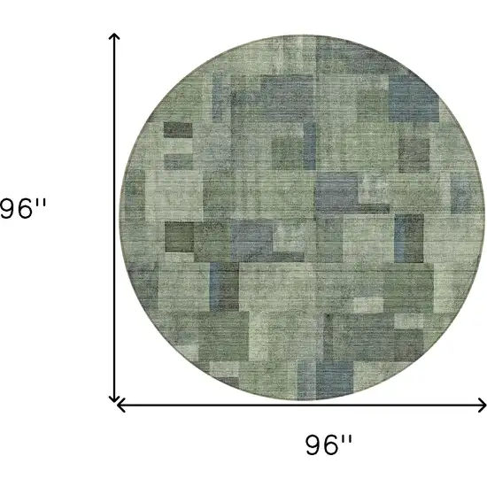 8' Green And Mint Green Round Geometric Washable Indoor Outdoor Area Rug Photo 8