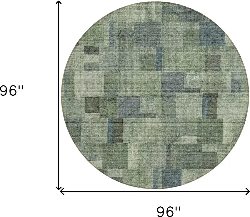 8' Green And Mint Green Round Geometric Washable Indoor Outdoor Area Rug Photo 8