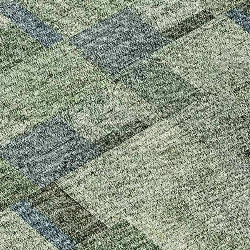8' Green And Mint Green Round Geometric Washable Indoor Outdoor Area Rug Photo 9