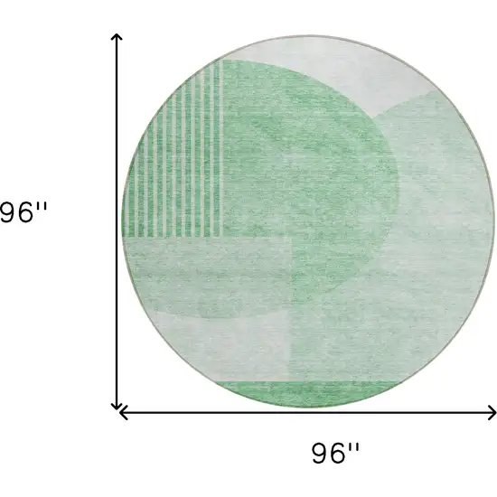 8' Green And Mint Green Round Geometric Washable Indoor Outdoor Area Rug Photo 3