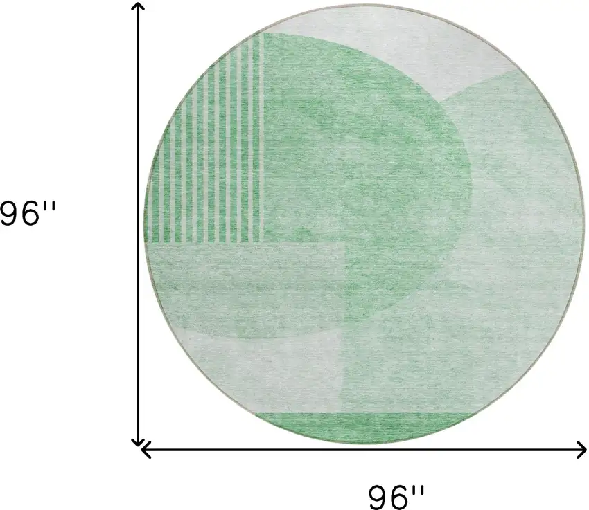 8' Green And Mint Green Round Geometric Washable Indoor Outdoor Area Rug Photo 3