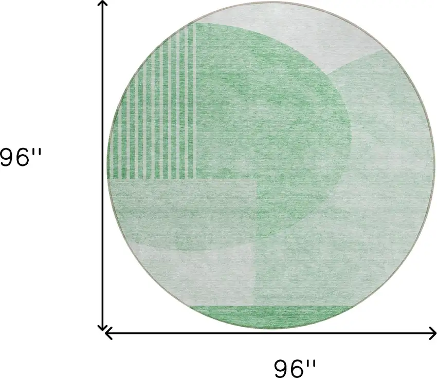 8' Green And Mint Green Round Geometric Washable Indoor Outdoor Area Rug Photo 3