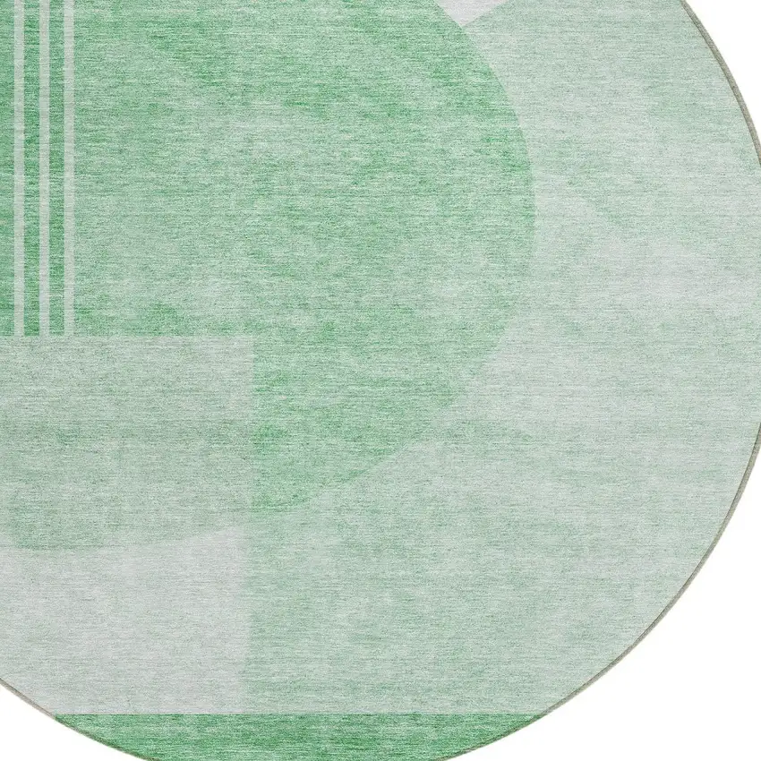 8' Green And Mint Green Round Geometric Washable Indoor Outdoor Area Rug Photo 4