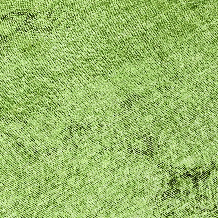 8' Green And Olive Green Round Oriental Washable Indoor Outdoor Area Rug Photo 8