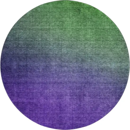 8' Green And Purple Ombre Washable Round Rug With UV Protection Photo 1