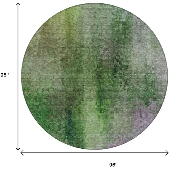 8' Green And Purple Round Abstract Washable Indoor Outdoor Area Rug Photo 3