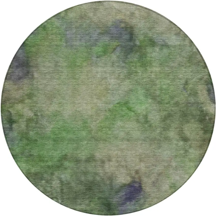 8' Green And Purple Round Abstract Washable Indoor Outdoor Area Rug Photo 2