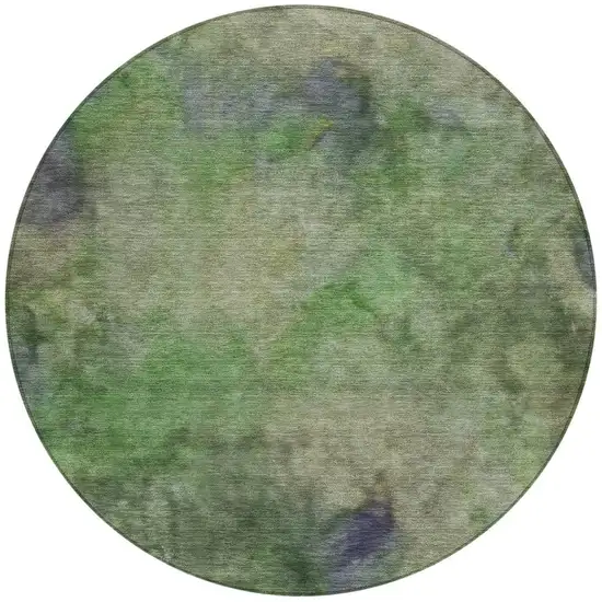 8' Green And Purple Round Abstract Washable Indoor Outdoor Area Rug Photo 4
