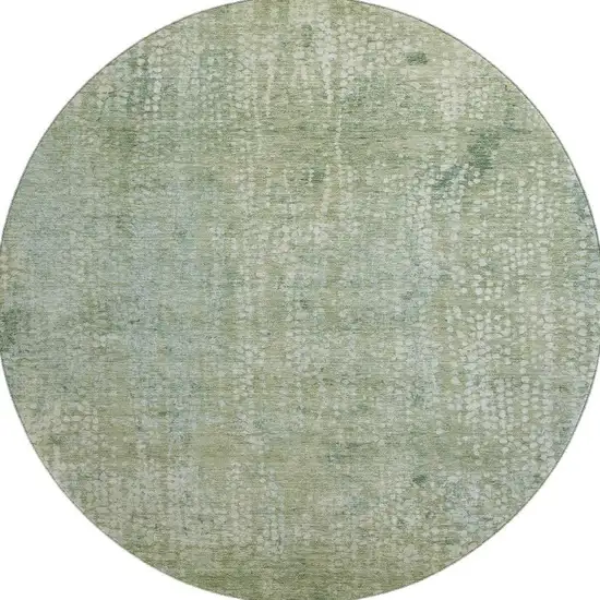 8' Green And Sage Abstract Washable Round Rug With UV Protection Photo 4