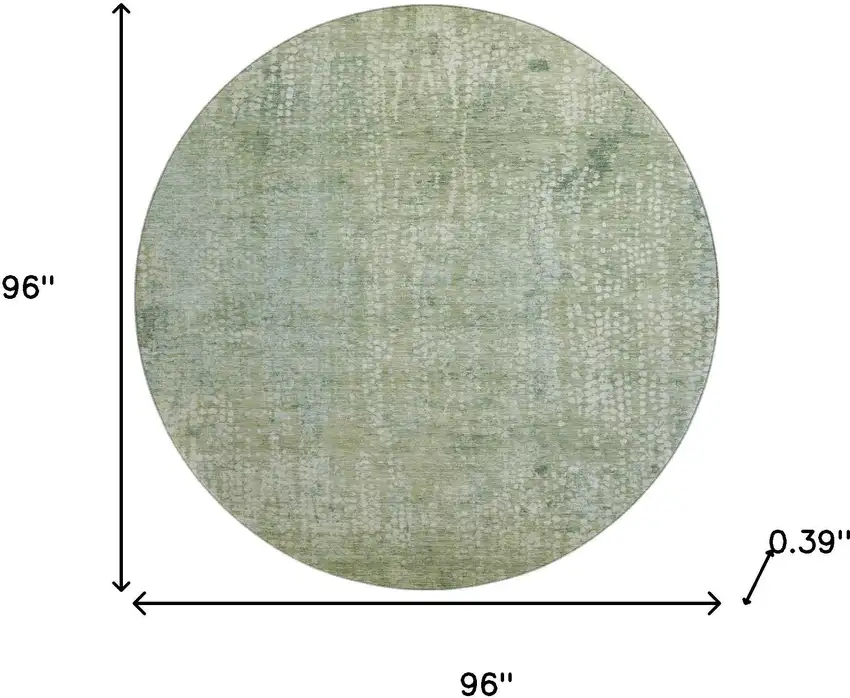 8' Green And Sage Abstract Washable Round Rug With UV Protection Photo 8