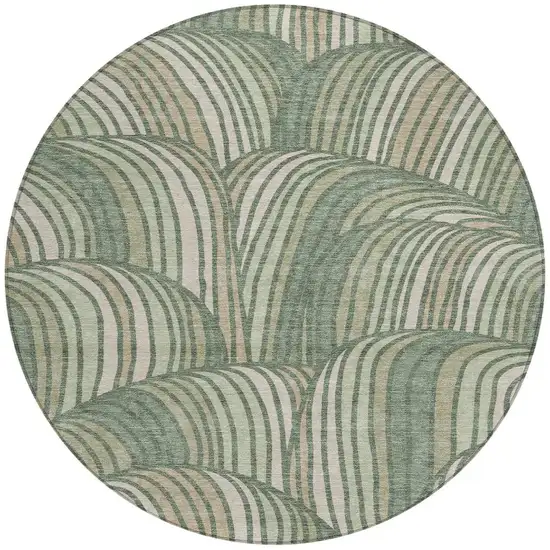 8' Green And Sage Round Abstract Washable Indoor Outdoor Area Rug Photo 3