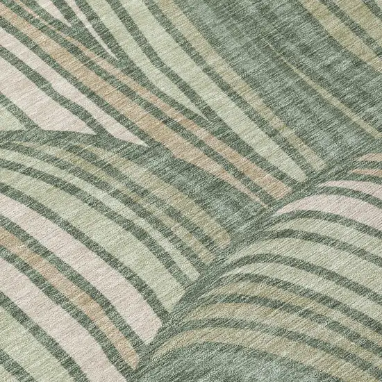 8' Green And Sage Round Abstract Washable Indoor Outdoor Area Rug Photo 7