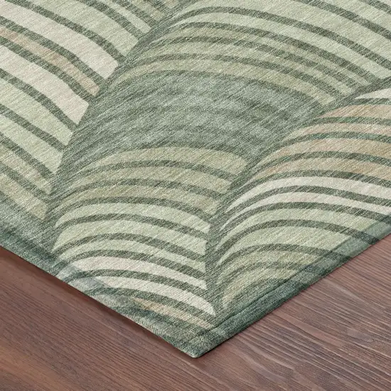 8' Green And Sage Round Abstract Washable Indoor Outdoor Area Rug Photo 6