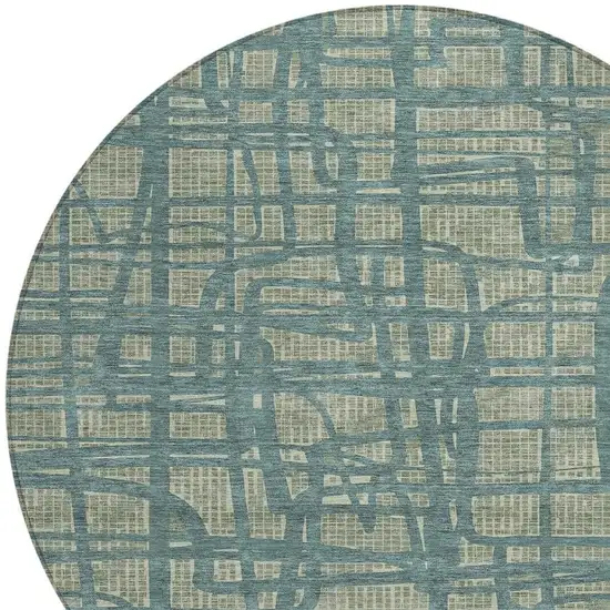 8' Green And Sage Round Abstract Washable Indoor Outdoor Area Rug Photo 3