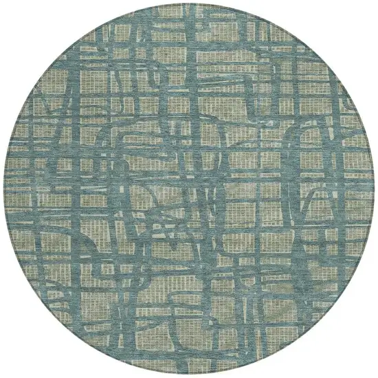 8' Green And Sage Round Abstract Washable Indoor Outdoor Area Rug Photo 4