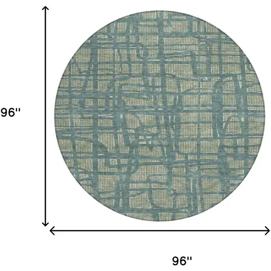 8' Green And Sage Round Abstract Washable Indoor Outdoor Area Rug Photo 7