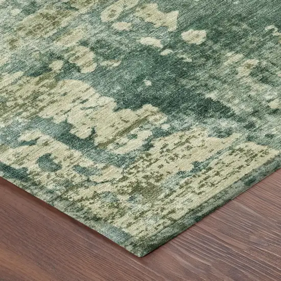 8' Green And Sage Round Abstract Washable Indoor Outdoor Area Rug Photo 5