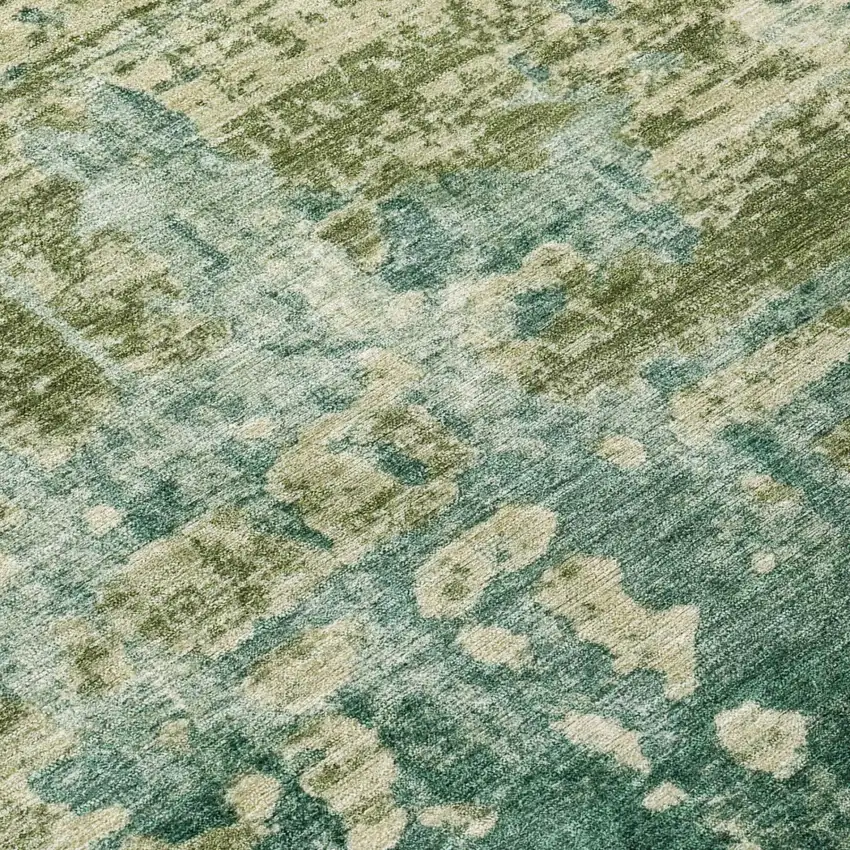 8' Green And Sage Round Abstract Washable Indoor Outdoor Area Rug Photo 6