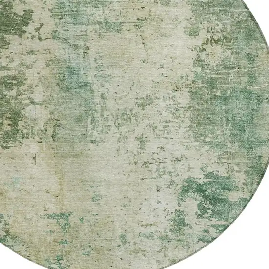 8' Green And Sage Round Abstract Washable Indoor Outdoor Area Rug Photo 7