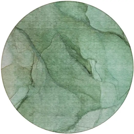 8' Green And Sage Round Abstract Washable Indoor Outdoor Area Rug Photo 2