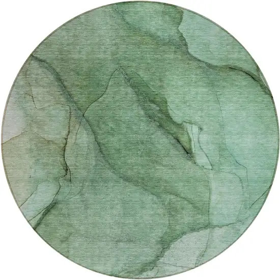 8' Green And Sage Round Abstract Washable Indoor Outdoor Area Rug Photo 2
