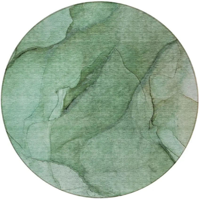 8' Green And Sage Round Abstract Washable Indoor Outdoor Area Rug Photo 4