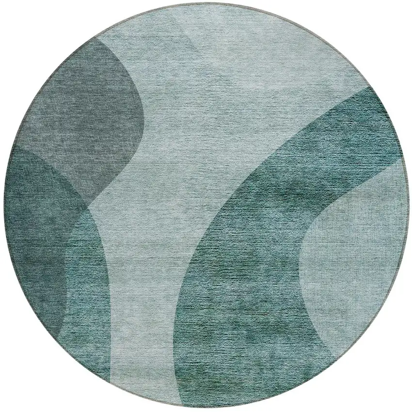 8' Green And Sage Round Abstract Washable Indoor Outdoor Area Rug Photo 4