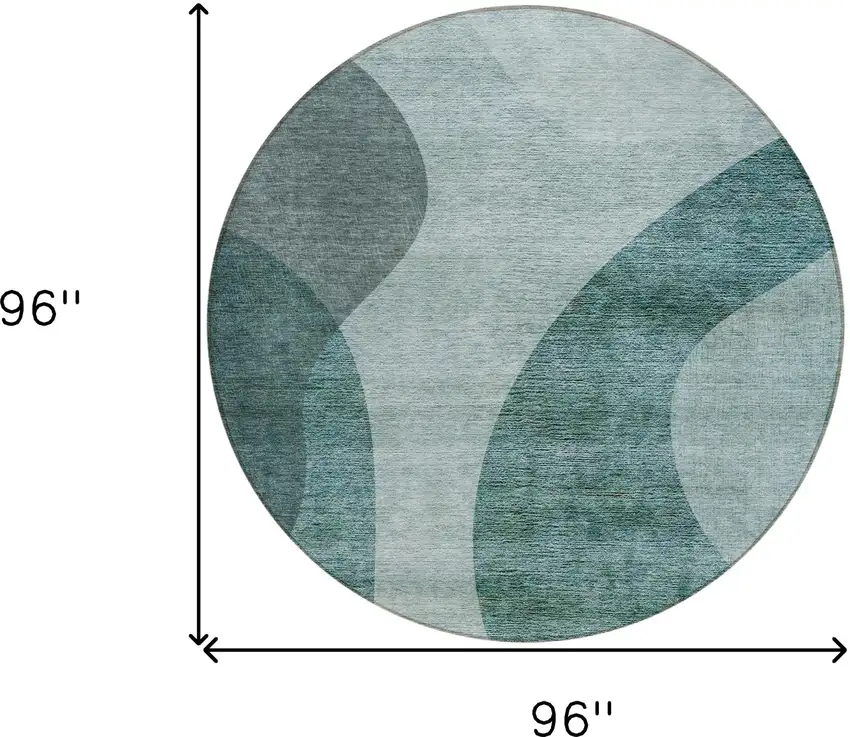 8' Green And Sage Round Abstract Washable Indoor Outdoor Area Rug Photo 3