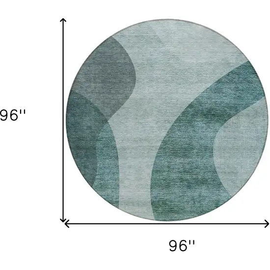 8' Green And Sage Round Abstract Washable Indoor Outdoor Area Rug Photo 3