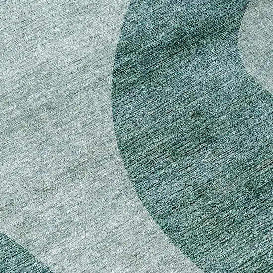 8' Green And Sage Round Abstract Washable Indoor Outdoor Area Rug Photo 8