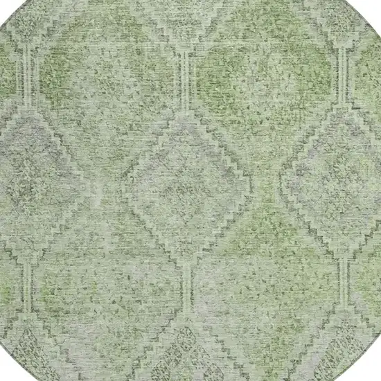 8' Green And Sage Round Geometric Washable Indoor Outdoor Area Rug Photo 3