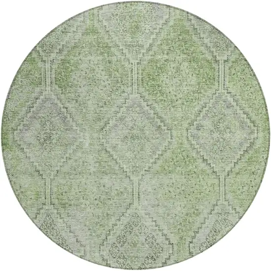 8' Green And Sage Round Geometric Washable Indoor Outdoor Area Rug Photo 2