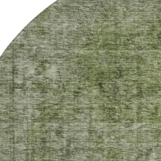 8' Green And Silver Abstract Washable Round Rug With UV Protection Photo 2