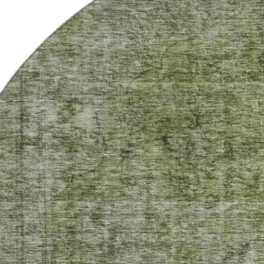 8' Green And Silver Abstract Washable Round Rug With UV Protection Photo 2