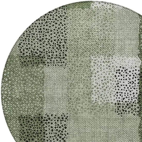 8' Green And Silver Round Abstract Washable Indoor Outdoor Area Rug Photo 8