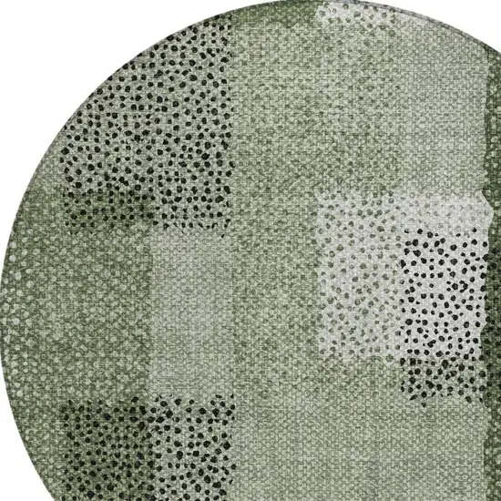 8' Green And Silver Round Abstract Washable Indoor Outdoor Area Rug Photo 9