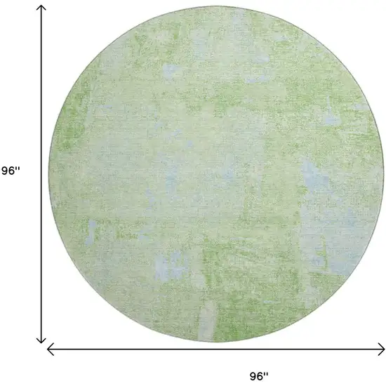 8' Green And Sky Blue Abstract Washable Round Rug With UV Protection Photo 9
