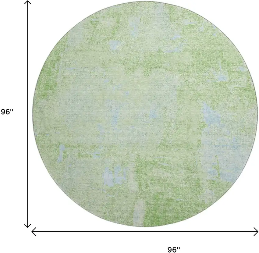 8' Green And Sky Blue Abstract Washable Round Rug With UV Protection Photo 9