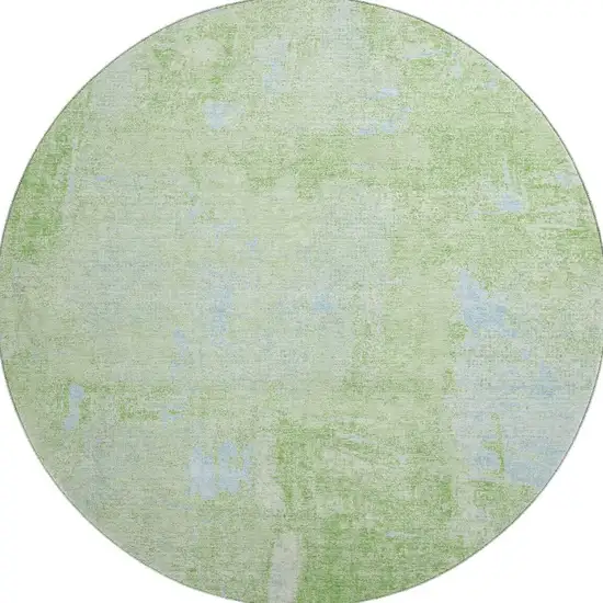 8' Green And Sky Blue Abstract Washable Round Rug With UV Protection Photo 3