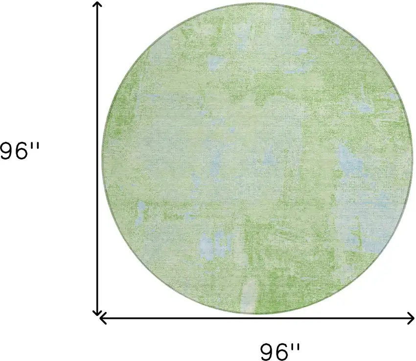 8' Green And Sky Blue Round Abstract Washable Indoor Outdoor Area Rug Photo 3