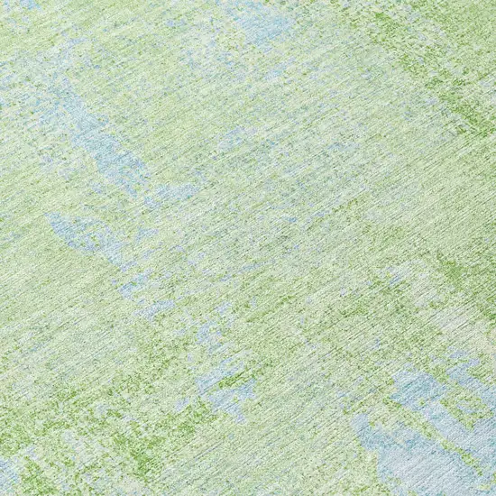 8' Green And Sky Blue Round Abstract Washable Indoor Outdoor Area Rug Photo 8