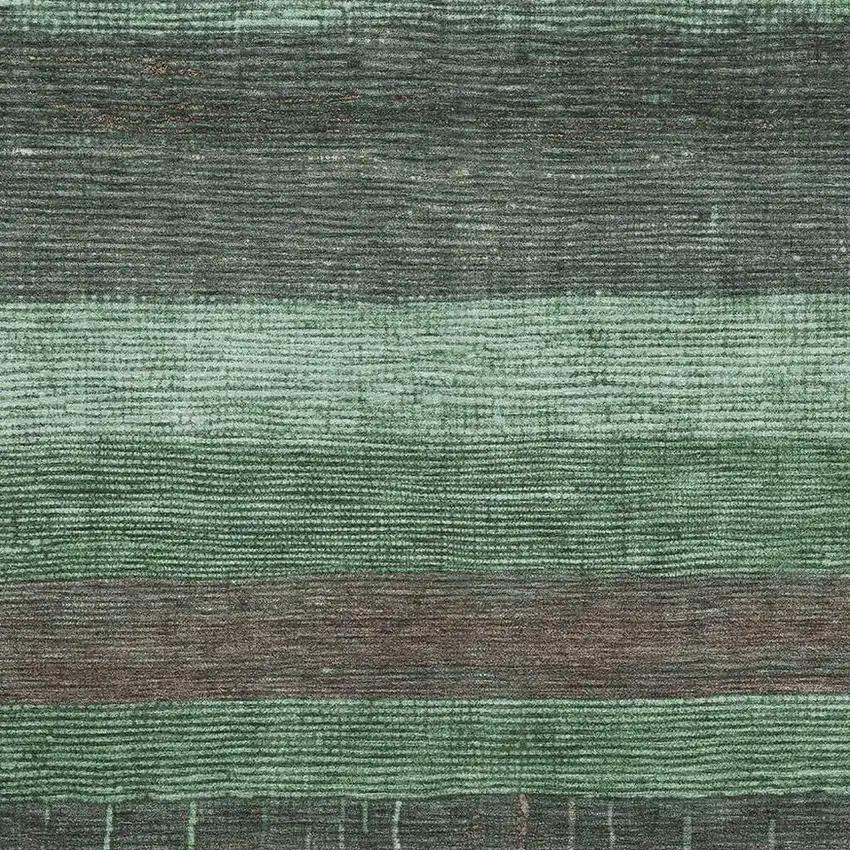 8' Green And Taupe Striped Washable Area Rug With UV Protection Photo 2