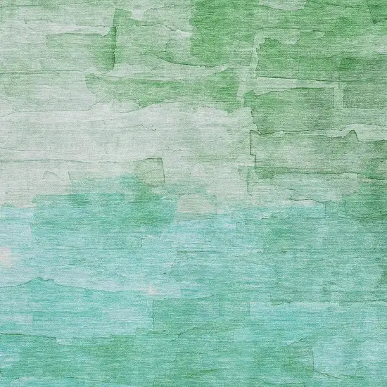 8' Green And Teal Striped Washable Area Rug With UV Protection Photo 2
