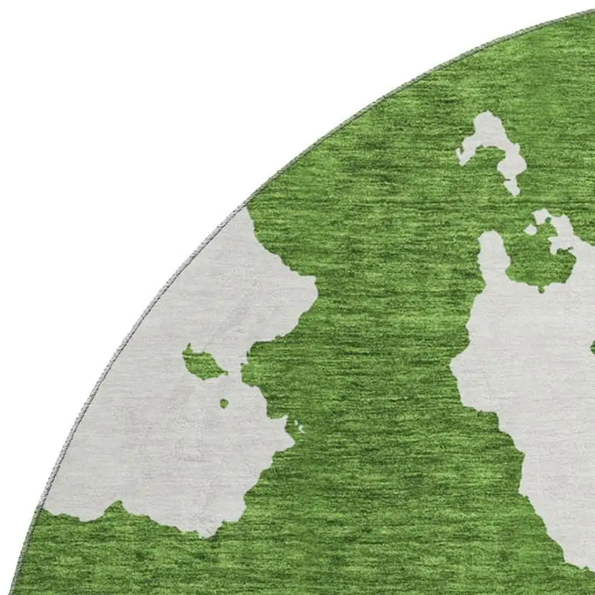 8' Green And White Abstract Washable Round Rug With UV Protection Photo 2