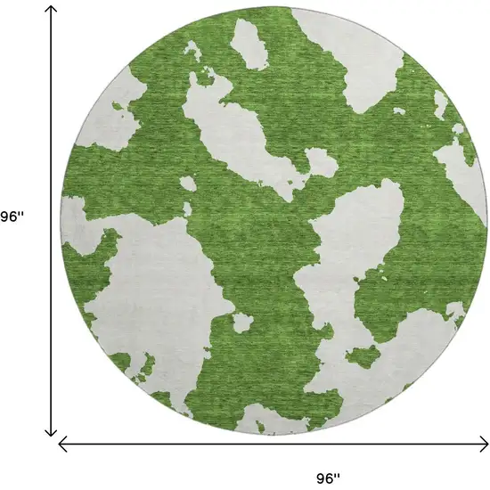 8' Green And White Abstract Washable Round Rug With UV Protection Photo 9