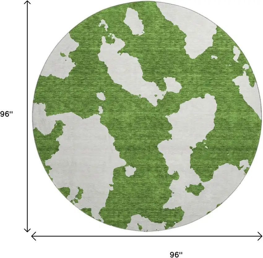 8' Green And White Abstract Washable Round Rug With UV Protection Photo 9