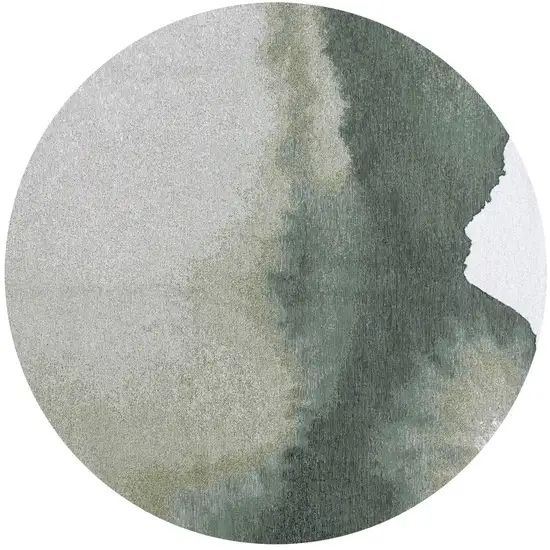 10' Green And White Abstract Washable Round Rug With UV Protection Photo 4